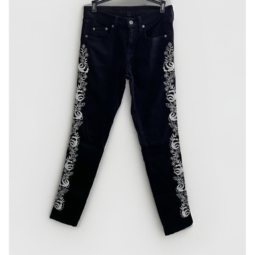 LF Carmar Skinny Jeans Embroidered Floral black Western Boho Style Size 26 NWOT - Picture 4 of 13